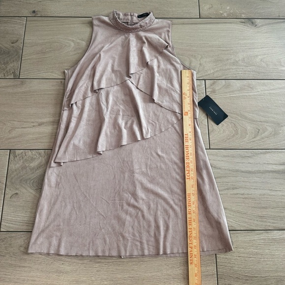 Zara Basic Collection Sleeveless Tiered Ruffle Faux Suede Dress - Picture 10 of 10